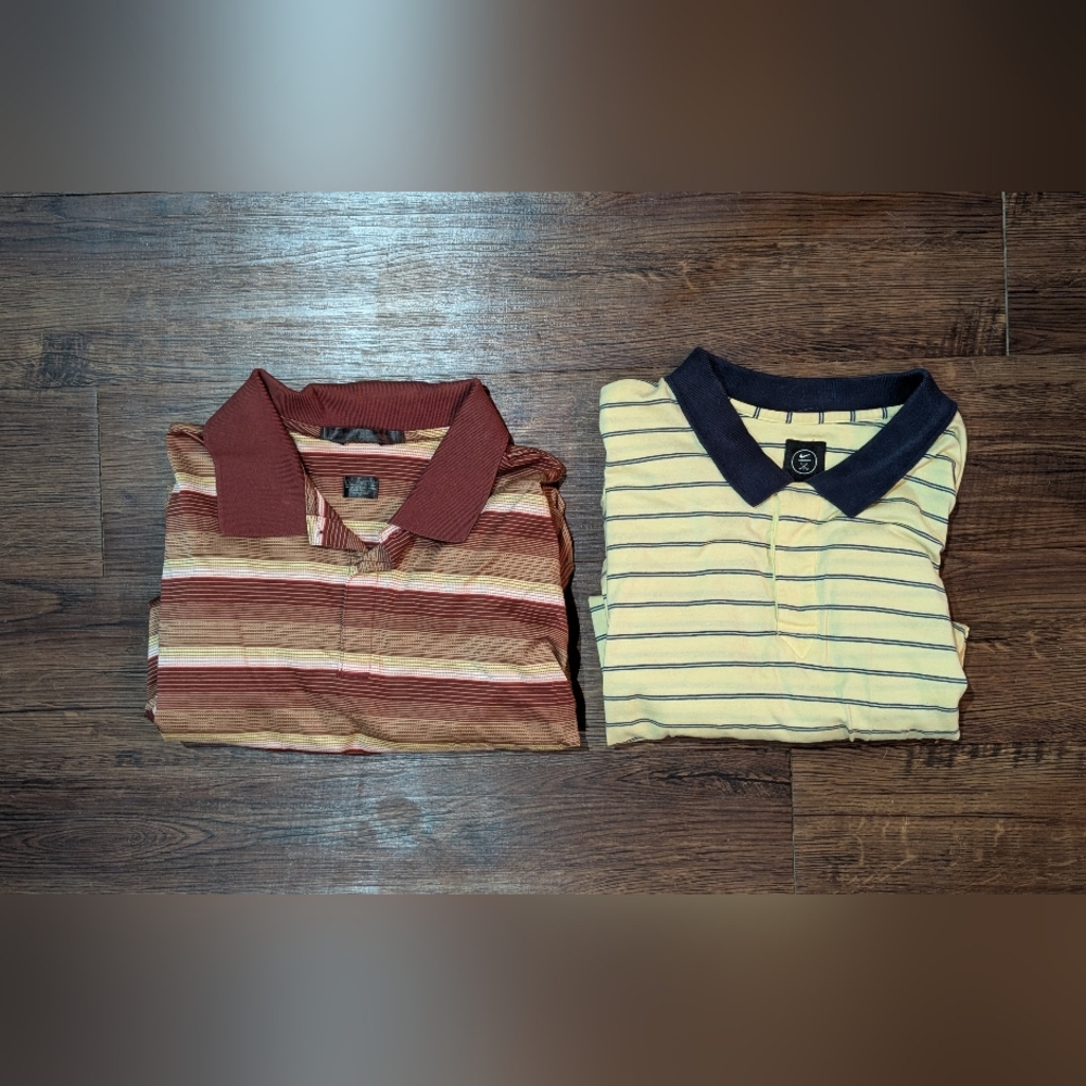 Nike Men's Striped Polo Shirts - Red and Yellow